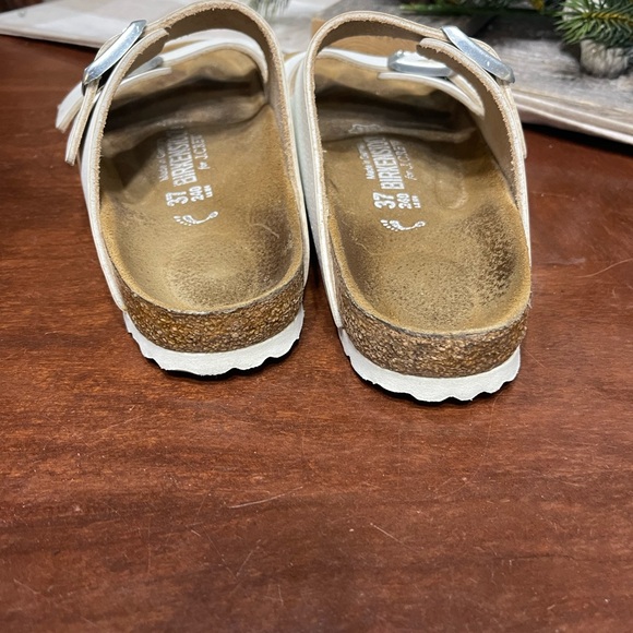 Birkenstock X  J. Crew Arizona White Leather Sandals 37 L 6 M 4 Slip On Germany - Picture 4 of 10